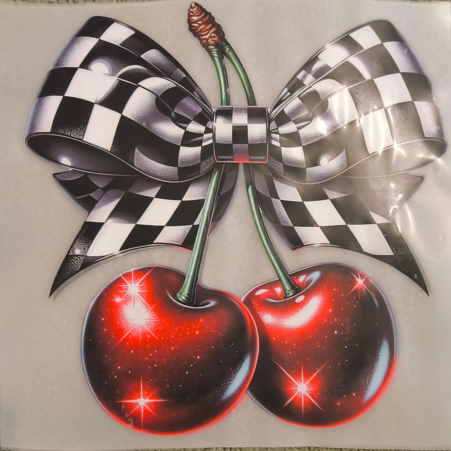 Checkered Bow with Cherries