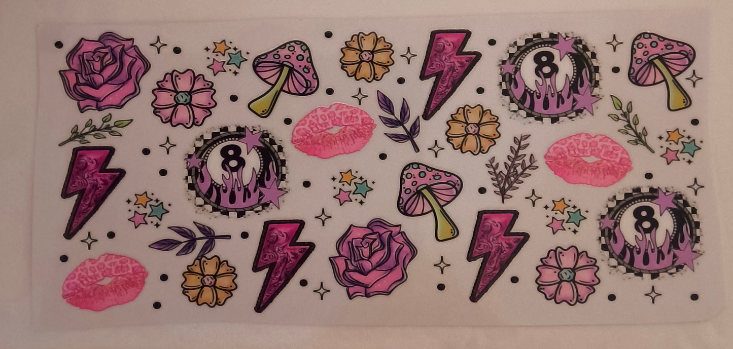 Rose, 8 ball, mushroom