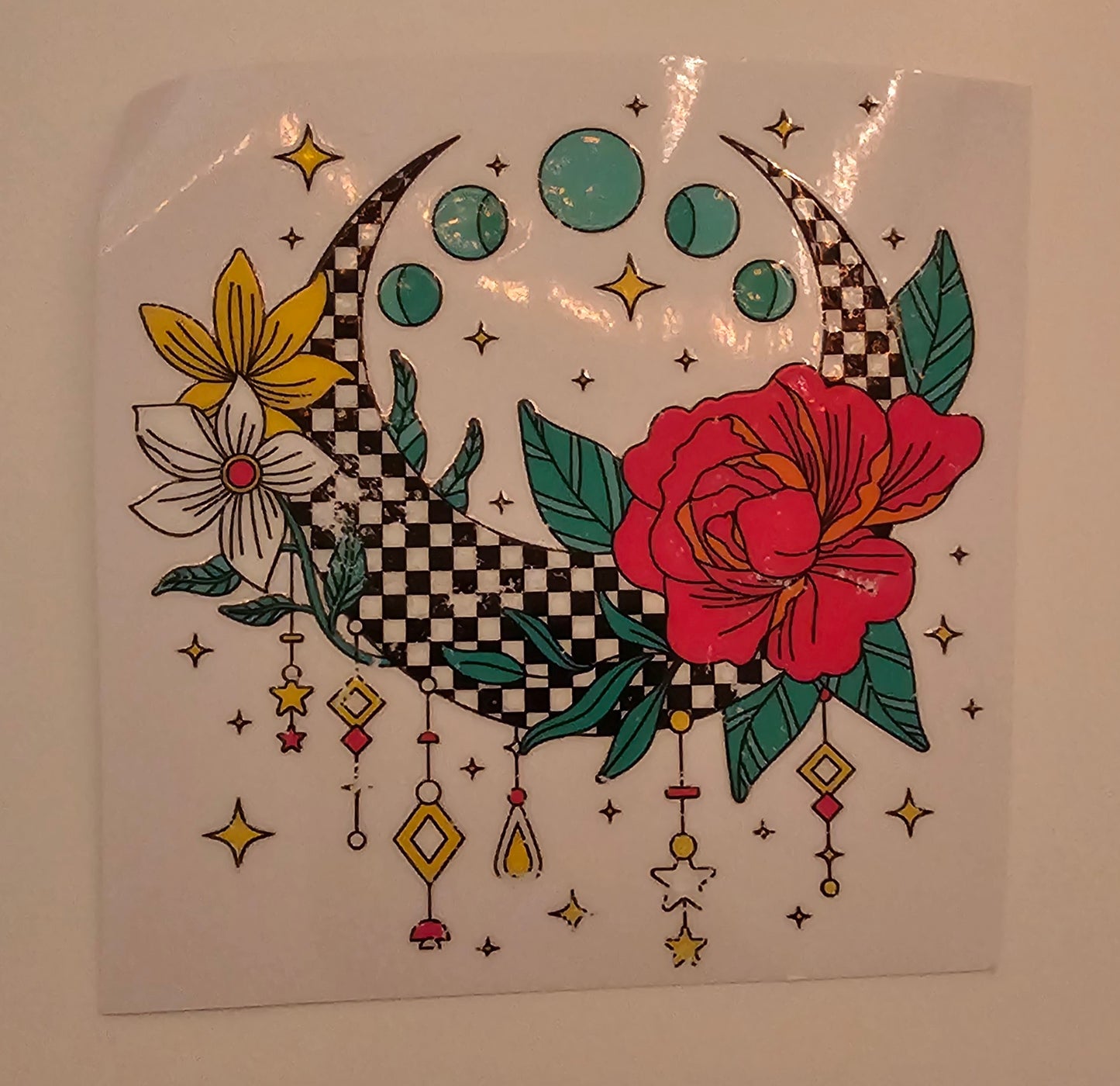 Checkered flower Decal