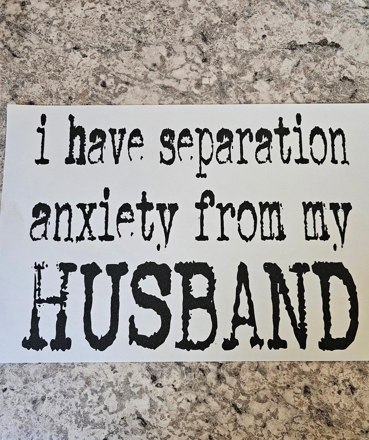 Separation anxiety from husband