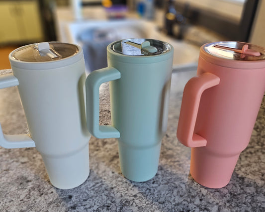 40oz stainless steel, spill proof tumbler
