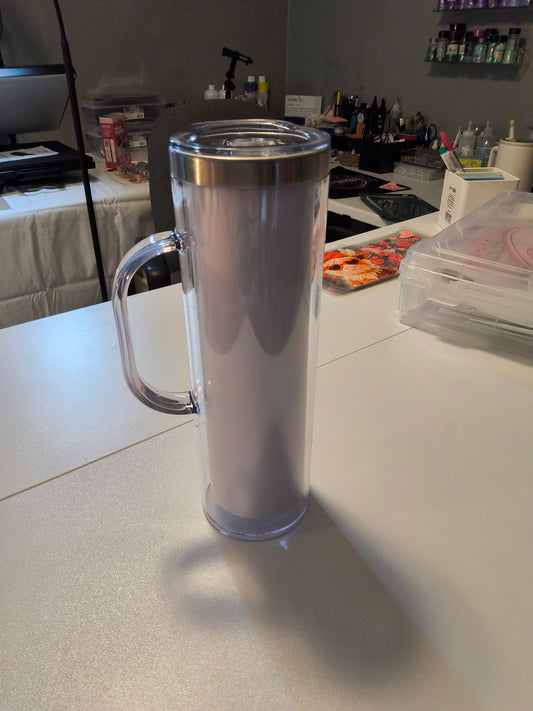 15oz stainless steel, snowglobe with handle