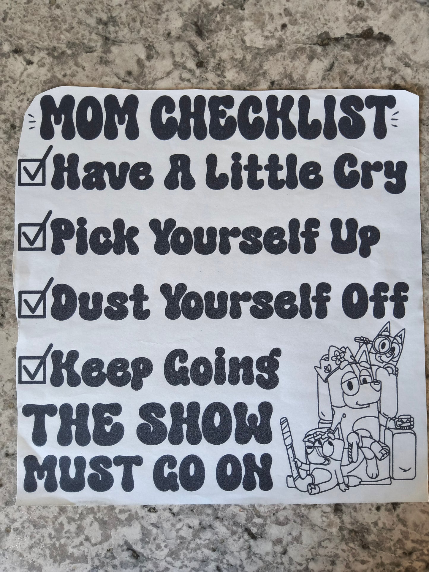 Mom Checklist.....
