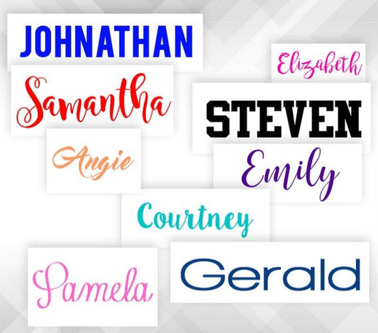 Vinyl lettering add-ons (black, white, royal blue)
